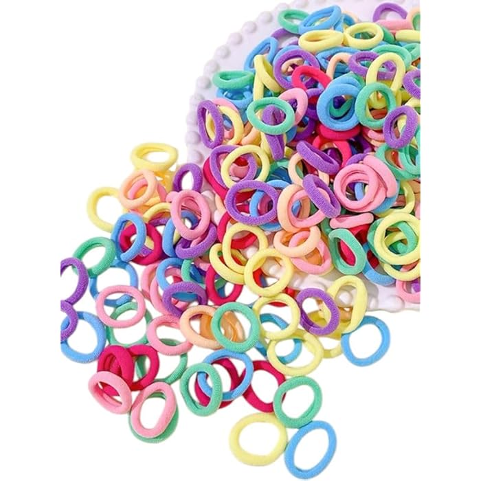Pastel Hair Ties Set with Storage Bag, Soft Elastic Bands Multicolor (Small 150pc) - Image 1